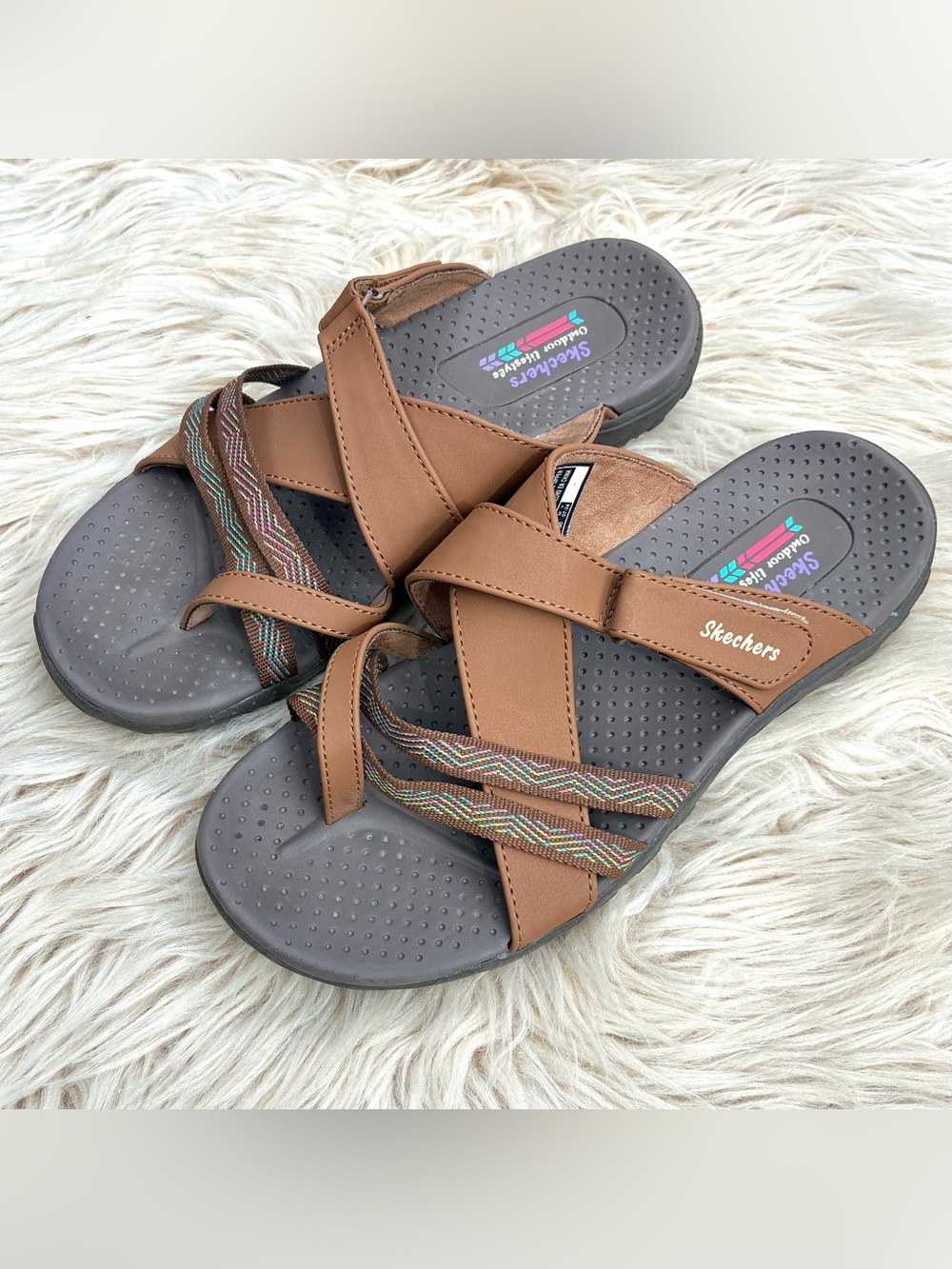Skechers Women’s Reggae Sunday Stroll Slide Sandals Sz 8 - Picture 3 of 8